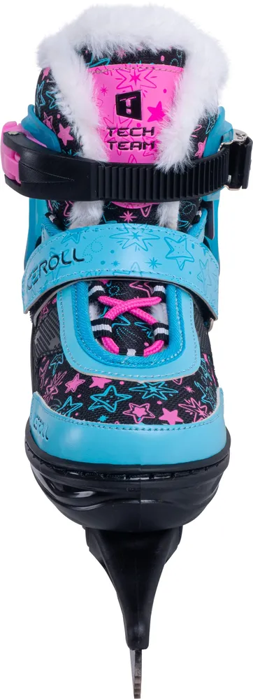 Реальное фото Коньки раздвижные TechTeam Iceroll черный/голубой от магазина Спортев